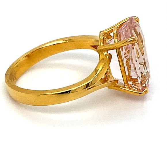 Morganite 6.29ct Solid 22K Yellow Gold Ring - Picture 3 of 6